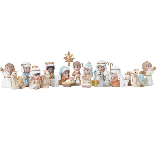 Mini julekrybbefigurer i tre, 7 deler