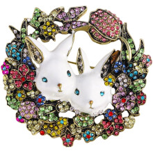 Broche vintage lapin en strass (1 pièce)