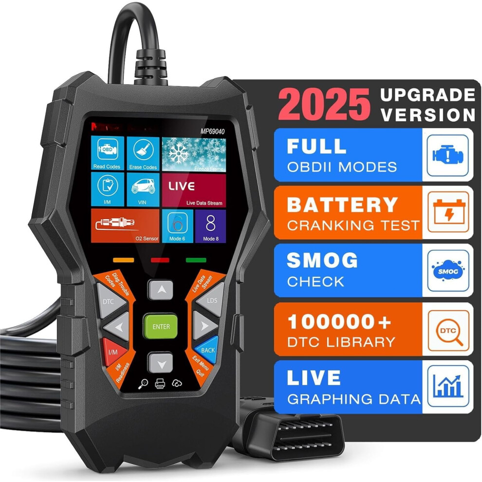 Mp69040 Obd2 Scanner Fault Code Reader Black 9107258637680