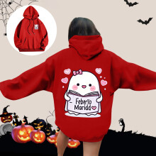 Sudadera con capucha estampada, corte holgado informal, 1 pieza