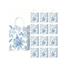 Sacolas de presente florais em azul e branco com bordado chinês 05/10/20