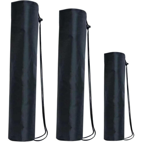 Faltbare, robuste Beutel mit Kordelzug, schwarz, Polyester, 3er-Pack