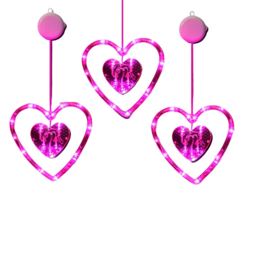 Heart Frame Light with Sequin Accent 3 pcs Purple 7.5 in