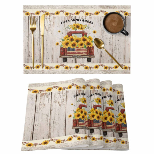 Tischsets mit Sonnenblumenmotiv (6er-Set)