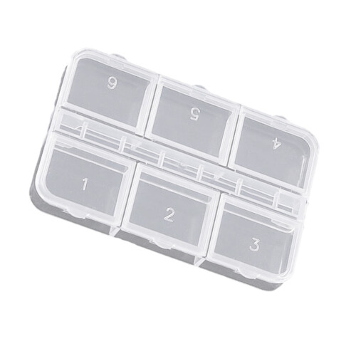 Plastic Nail Art Organizer 6-Section Compact Storage