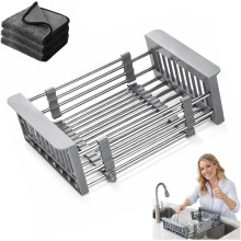 Nerezový nastavitelný koš na odpad, šedý, velký