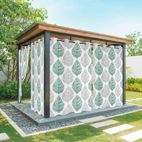 Cortinas externas cinza, impermeáveis, com textura de folha de oliveira, 137 x 213 cm (54 x 84 polegadas).