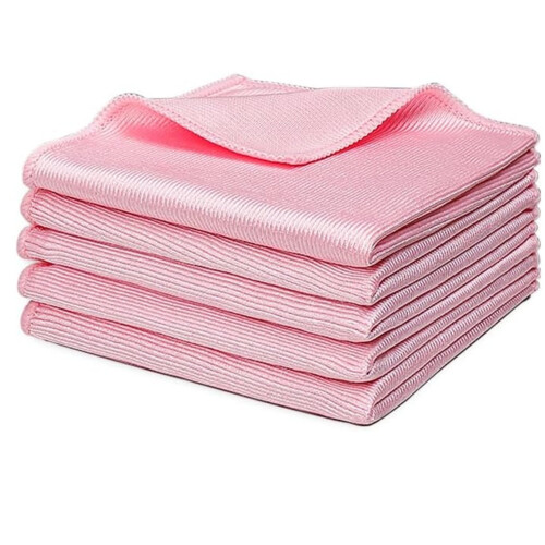 Pink Microfiber Cleaning Cloths12x16in5pcs