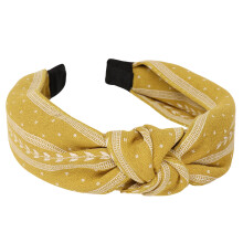 Diadema de tela con lazo ancho para mujer DESIGNICE, 20x3cm, color amarillo