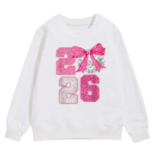 Trui met ronde hals voor meisjes, print "Happy New Year 2026", lang model.