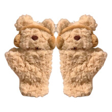 Berenkoptelefoonwanten voor meisjes, warme thermische handschoenen, koffiekleurige handschoenen