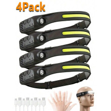 Wiederaufladbare, wasserdichte 5-LED-Stirnlampe mit 4 Leuchtmodi, ultrahelles Freisprechlicht für Camping, Wandern, Angeln und Laufen –