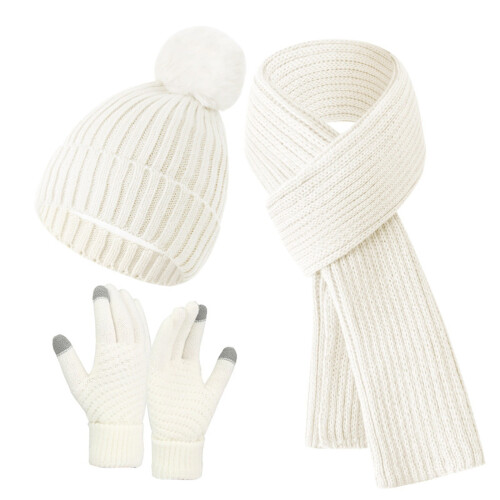 Strickmütze, Schal und Handschuhe Set Damen Unisex