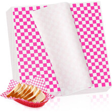 Deli Paper Sheets Checkered Dry Waxed 100 Sheets Pink