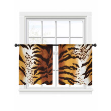 Cortinas transparentes com estampa de leopardo em preto e marrom, estampa animal vintage abstrata, cortinas de voile que filtram a luz, com bolso