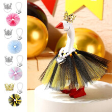 Mini Goose Outfits 7" Desk Goose Costume Set with Rhinestone Crown & Necklace, Compatible with Magnetic Goose Statue