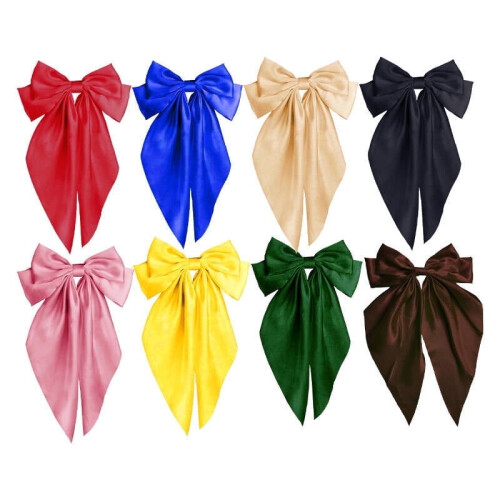 Set di 8 fiocchi per capelli da donna, design elegante, multicolore