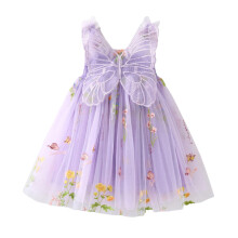 Baby Girls Tulle Dress Sleeveless Floral Butterfly Tutu Dress Toddler Girls Birthday Party Princess Dresses