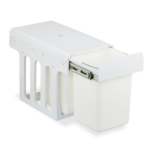 Pull-Out Waste Bin with Lid - White, Space-Saving