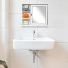 Badezimmerspiegelschrank, Weiß, 5 Ablagen