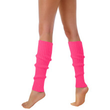 AWZXDE Womens Neon Ribbed Leg Warmers 80s 90s Style Colorful Fluorescent Wool Knitted Sleeves For Party cozy socks Hot Pink