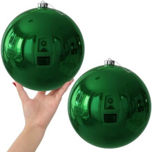 Emerald Green 8.0" Shatterproof Christmas Ornaments, Shiny Hanging Balls for Tree, Birthday, Wedding Decor – Set of 2pcs