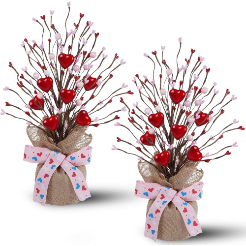 2er-Pack künstliche Valentinsbäume (35,5 cm) mit Herz