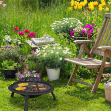 Feuerstelle mit Grill und Funkenschutz, klappbares Design