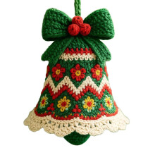 Pekkaxy DIY Crochet Christmas Bell Ornament Kit, Beginner Knitting Craft Set for Holiday Decorations