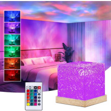 Aurora Borealis Night Light Projector, 16 Colors, Plastic/Wooden Base – Compatible with Teens & Dorm Rooms