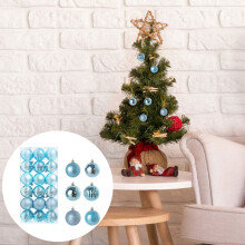 36PCS 3CM Sky Blue Glitter Christmas Tree Baubles – Shatterproof Plastic Ornaments, Compatible with All Trees