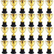 24 PCS Mini Plastic Trophies for Birthday Parties, Sports Competitions & Awards – Compatible with Party Decor