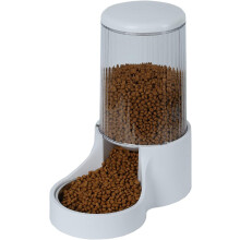 Automatic Cat Feeder, 3.8L Large Gravity Cat Food Dispenser with Detachable Top Lid, Visible Bottle and Stainless Steel Bowl for Pets (White)