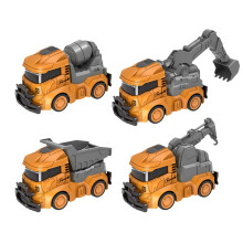 4Pcs Inertial Engineering Vehicle Toys for Kids 2+, Excavator/Bulldozer Push & Go Set, Gift Box – Compatible with Christmas & Birthday Gifts