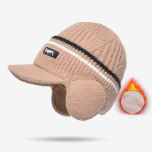 Herren-Strickmütze mit Thermofutter, Ohrenklappen und Schirm