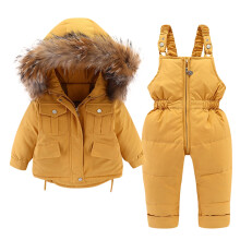 AWZXDE Kids Winter Jacket, Hoodless Thermal Insulated Padded Coat for Boys & Girls, Yellow, 12-18 Months