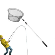 Fishing net with telescopic handle, compatible with fresh and salt water