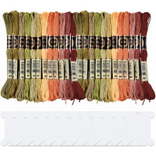 24 Skeins 6-Strand Variegated Embroidery Floss for Friendship Bracelets, Sewing, Crochet, Knitting – with Bobbins, Compatible with DMC