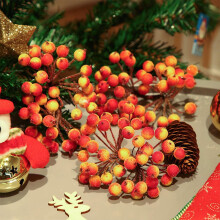 12mm Frosted Holly Berries, 100pcs Fake Mini Christmas Berries for Tree, Wreath, Patio, Table – Compatible with Holiday Decor