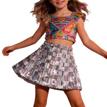 AWZXDE Girls High Waist Sequin Skirt Summer Elastic Waistband Party Tutu A Line Bodycon Short Skirt 3 16Y Multicolour