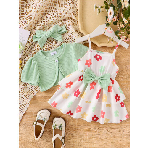 (3-4 Years, Green) Completo estivo bambina: 3 pezzi. 2