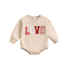 Baby Toddler Boys Girls Bodysuits Long Sleeve Lover Letter Embroidery Valentine's Day Rompers Clothes Crewneck Trendy One-Pieces