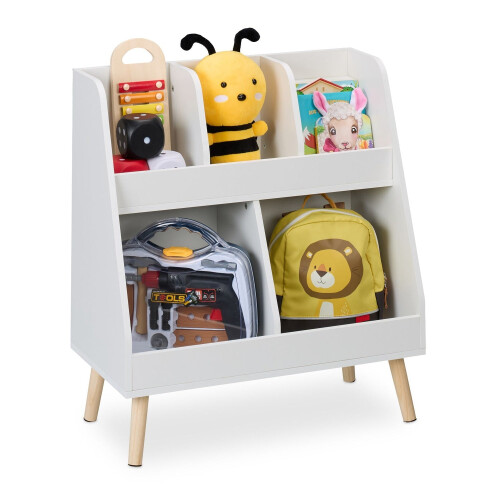 Libreria per bambini, 5 ripiani, contenitore per giocattoli