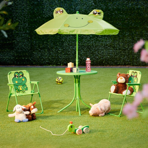 Set di mobili da esterno per bambini da 4 pezzi con ombrellone