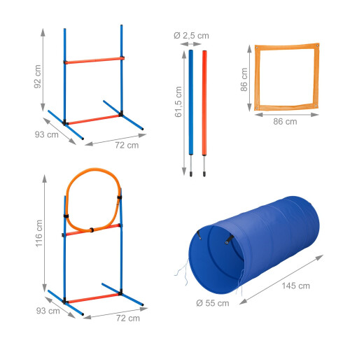 Hunde-Agility-Parcours-Set mit Tunnel, Hürden, Slalom 2