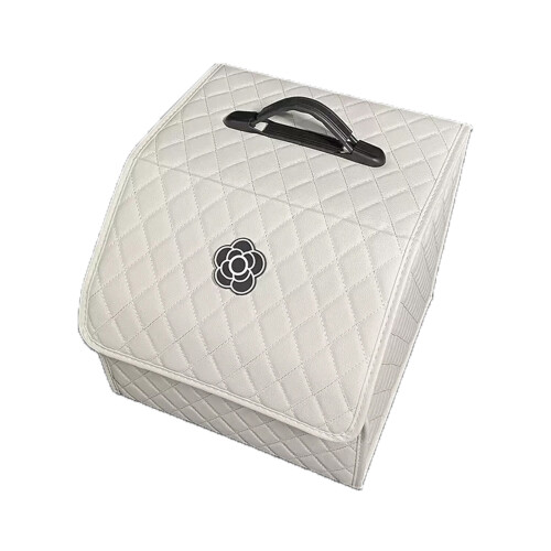 Car Trunk Box White Small PU Leather High Capacity 1