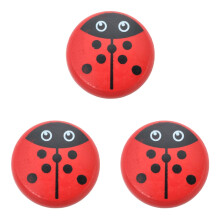 3Pcs Durable Red Wooden Yo-Yo Ball Kids Plaything with Ladybird Print
