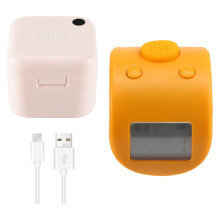 Digital LCD Electronic Finger Ring Hand Tally Counter 6 Digit Rechargeable Counters Clicker-Yellow