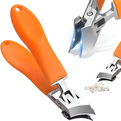 Coupe-ongles biseauté en acier inoxydable à long manche courbé