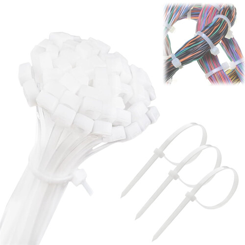 Abraçadeiras de nylon reforçadas de 30 cm (12 polegadas), 100 unidades, brancas, resistentes a raios UV, com travamento automático, ideais para